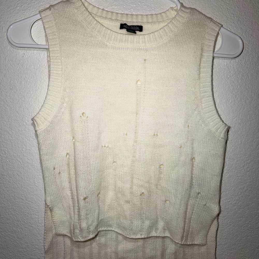 wild fable Cream Ribbed Crewneck Sweater